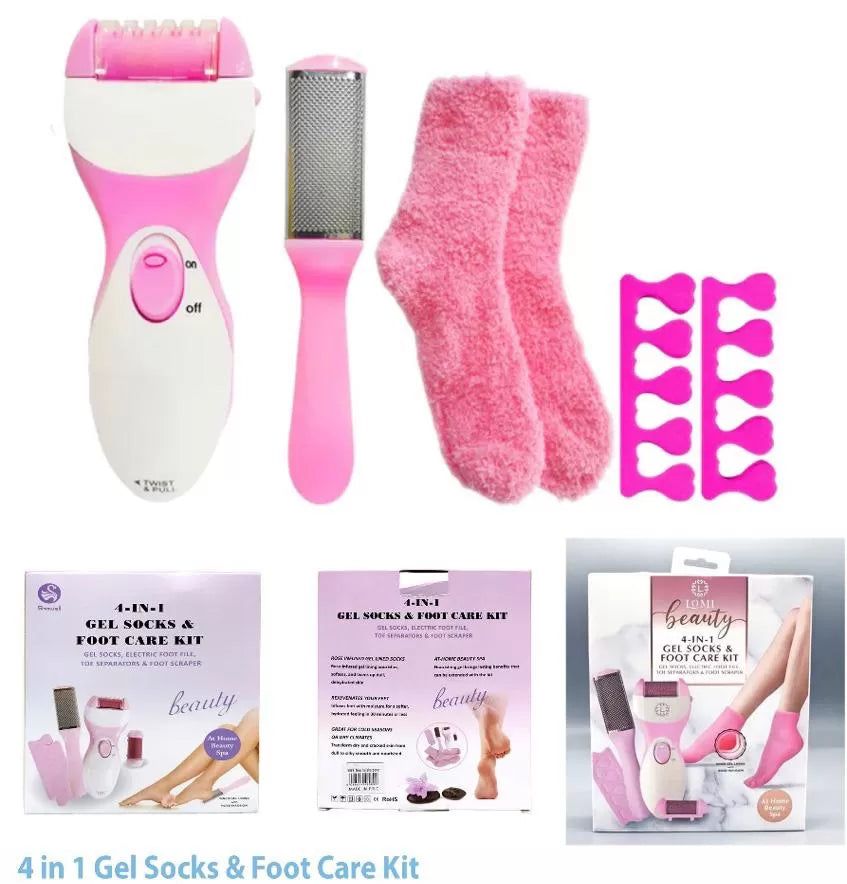 طقم العناية بالقدمين 4 في 1 – Gel Socks & Foot Care Kit