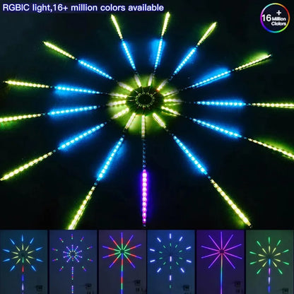 مصابيح LED ذكية بتصميم العاب نارية - ديكور للغرفة تعمل بمنفذ USB، مزامنة الموسيقى، شريط اضاءة LED متغير اللون مع جهاز تحكم عن بعد وتطبيق. مثالية لغرفة النوم وديكور الحفلات والكريسماس - هدية مثالية