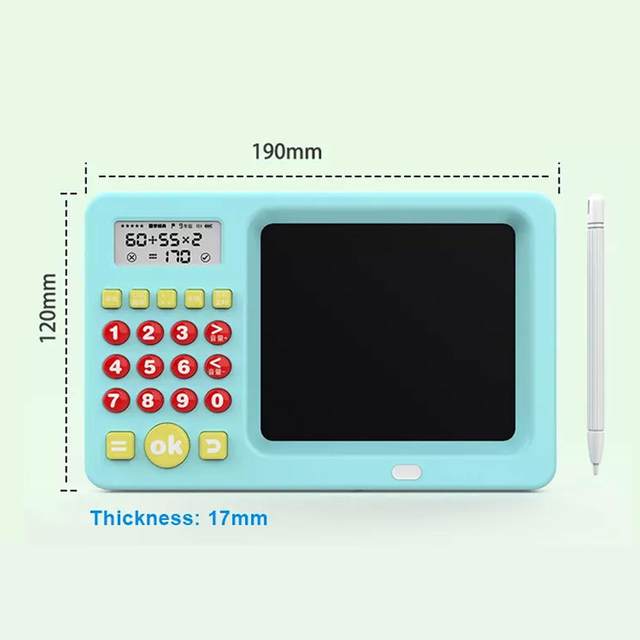 جهاز لوحي للكتابة بشاشة LCD عالية الجودة، 2 في 1، مزود بقلم وآلة حاسبة، مناسب للتعليم المبكر. جهاز لوحي LCD للكتابة والرسم.