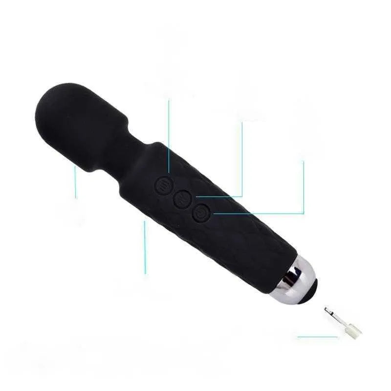 جهاز تدليك لاسلكي مقاوم للماء قابل لإعادة الشحن عبر منفذ USB، مزود بـ 8 سرعات قوية و20 وضعًا للاهتزاز، بتردد منخفض لتخفيف آلام العضلات والتعافي الرياضي.