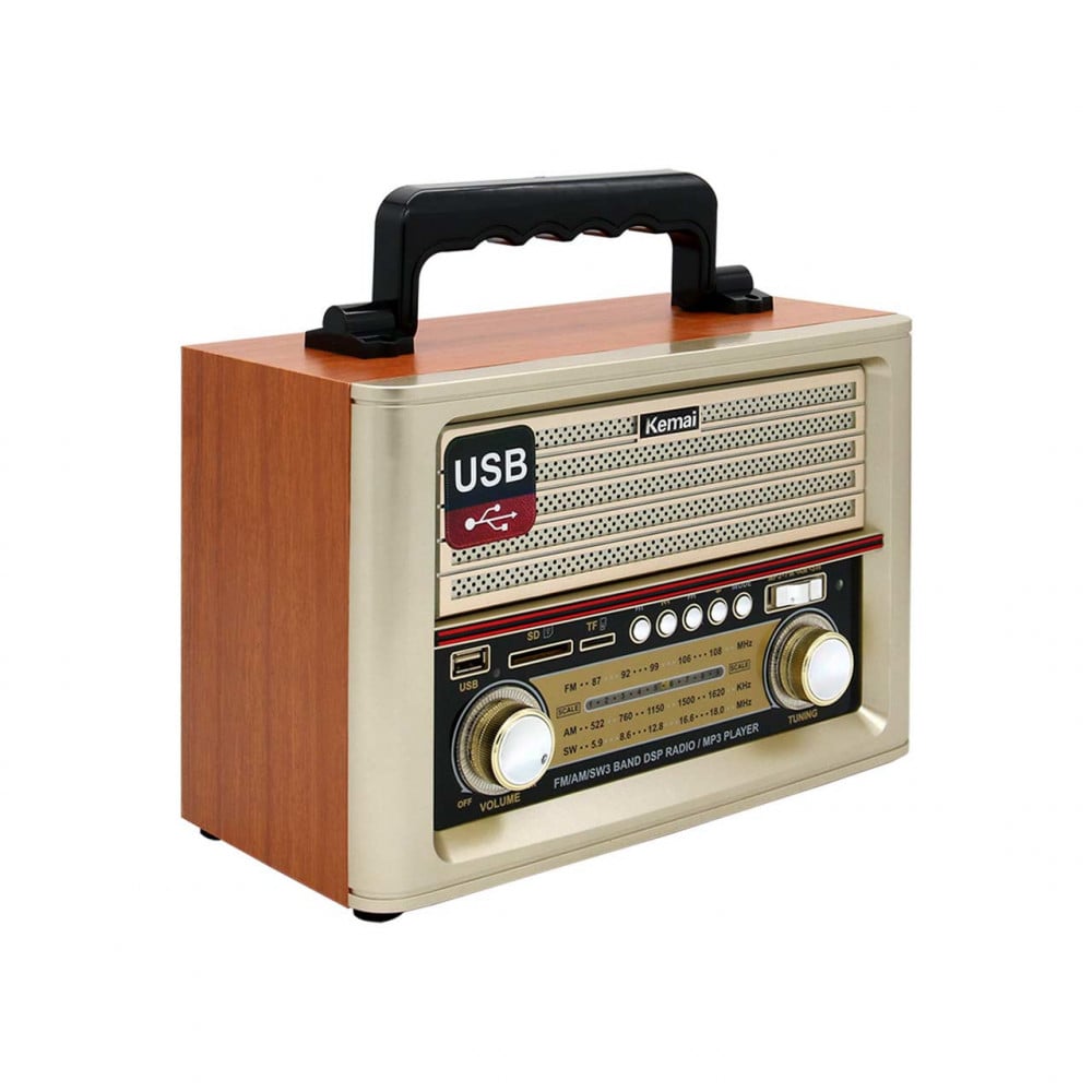 راديو كيمي بلوتوث محمول كلاسيكي متعدد الوظائف مع مستقبل بلوتوث لاسلكي، مكبرات صوت عالية الاداء AM/FM/SW، مدخلات USB/SD، صوت انالوج، بطارية قابلة لاعادة الشحن، تيار متردد/تيار مستم
